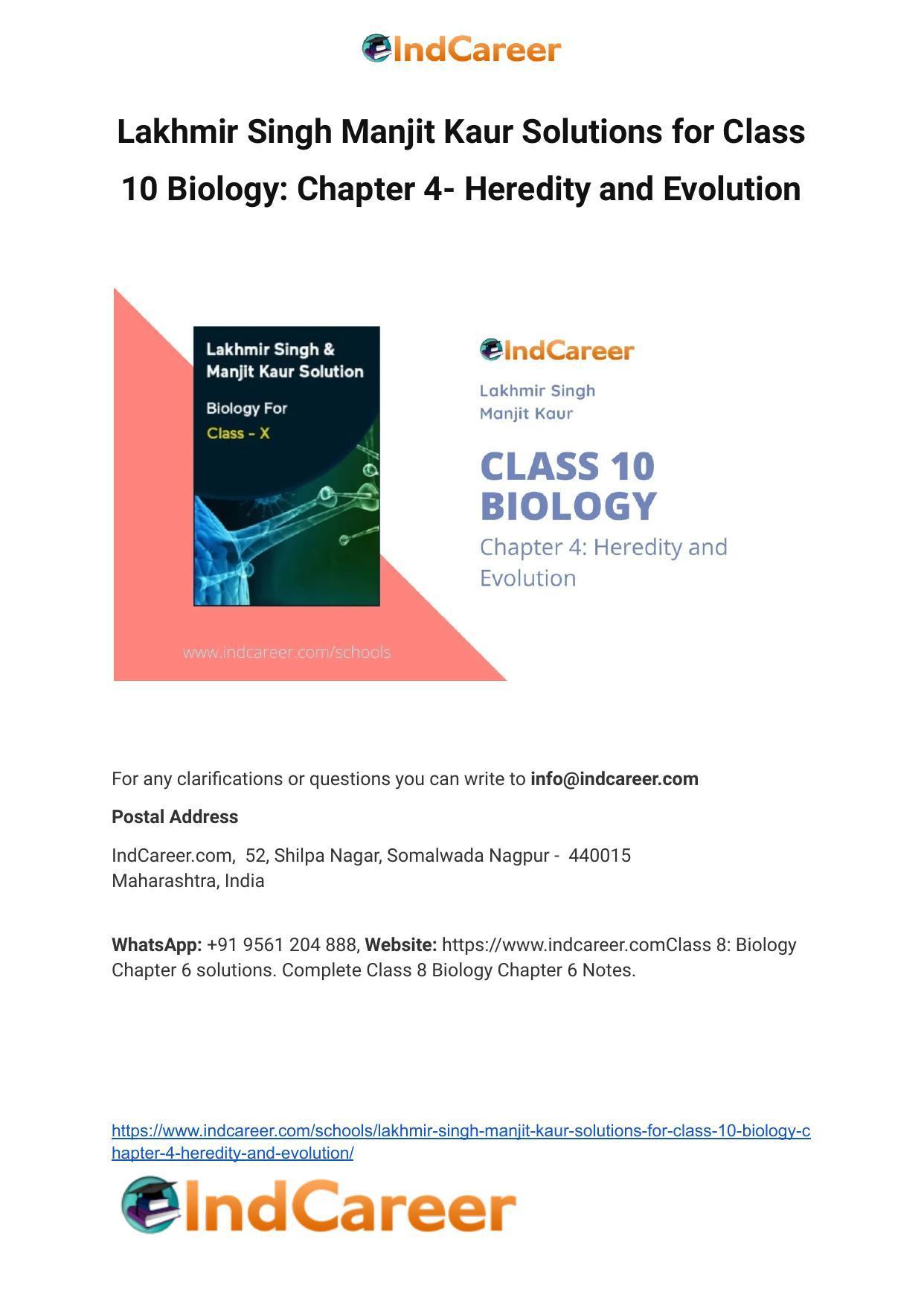 Lakhmir Singh Manjit Kaur  Solutions for Class 10 Biology: Chapter 4- Heredity and Evolution - Page 1