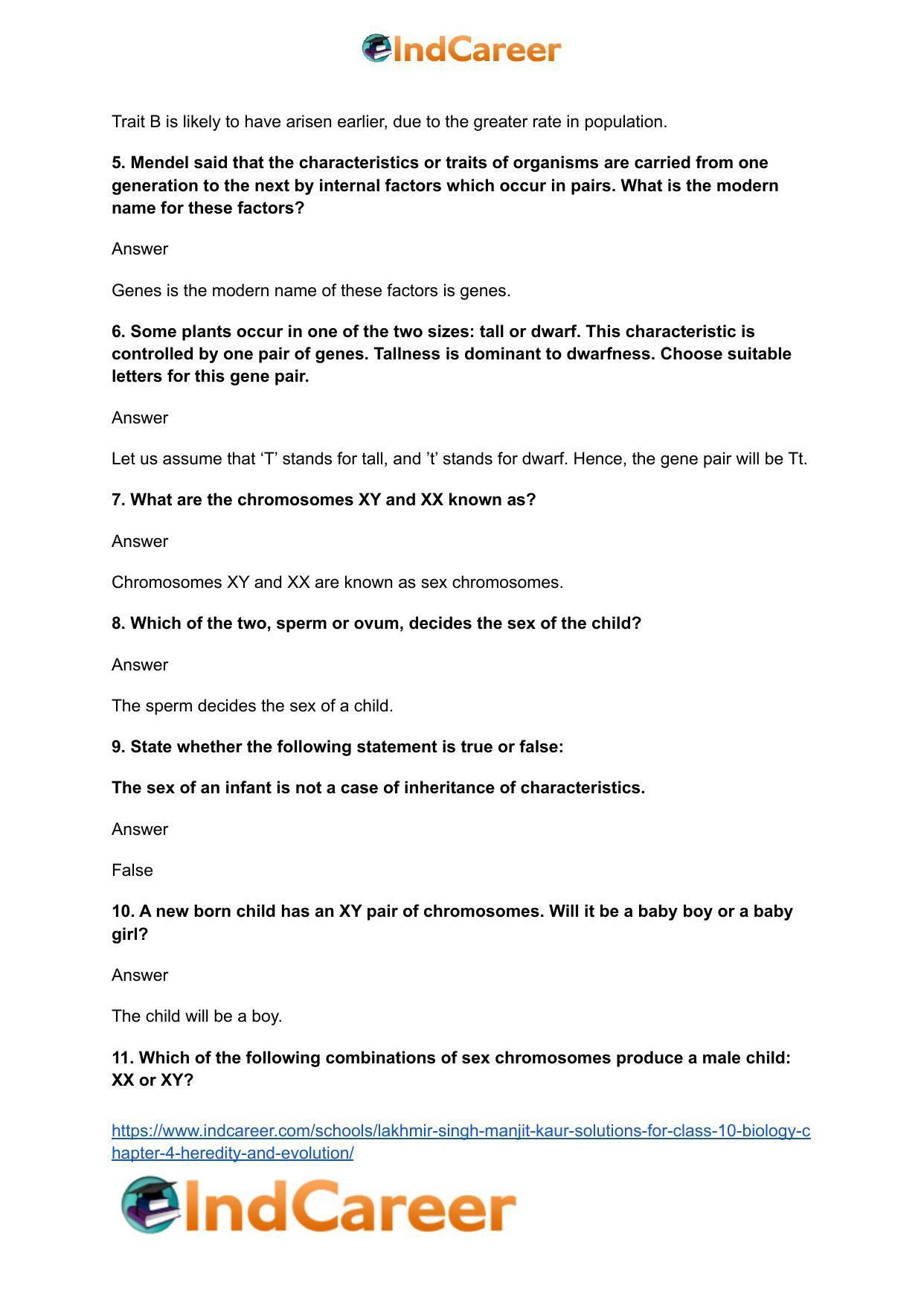 Lakhmir Singh Manjit Kaur Solutions for Class 10 Biology: Chapter 4- Heredity and Evolution - Page 3