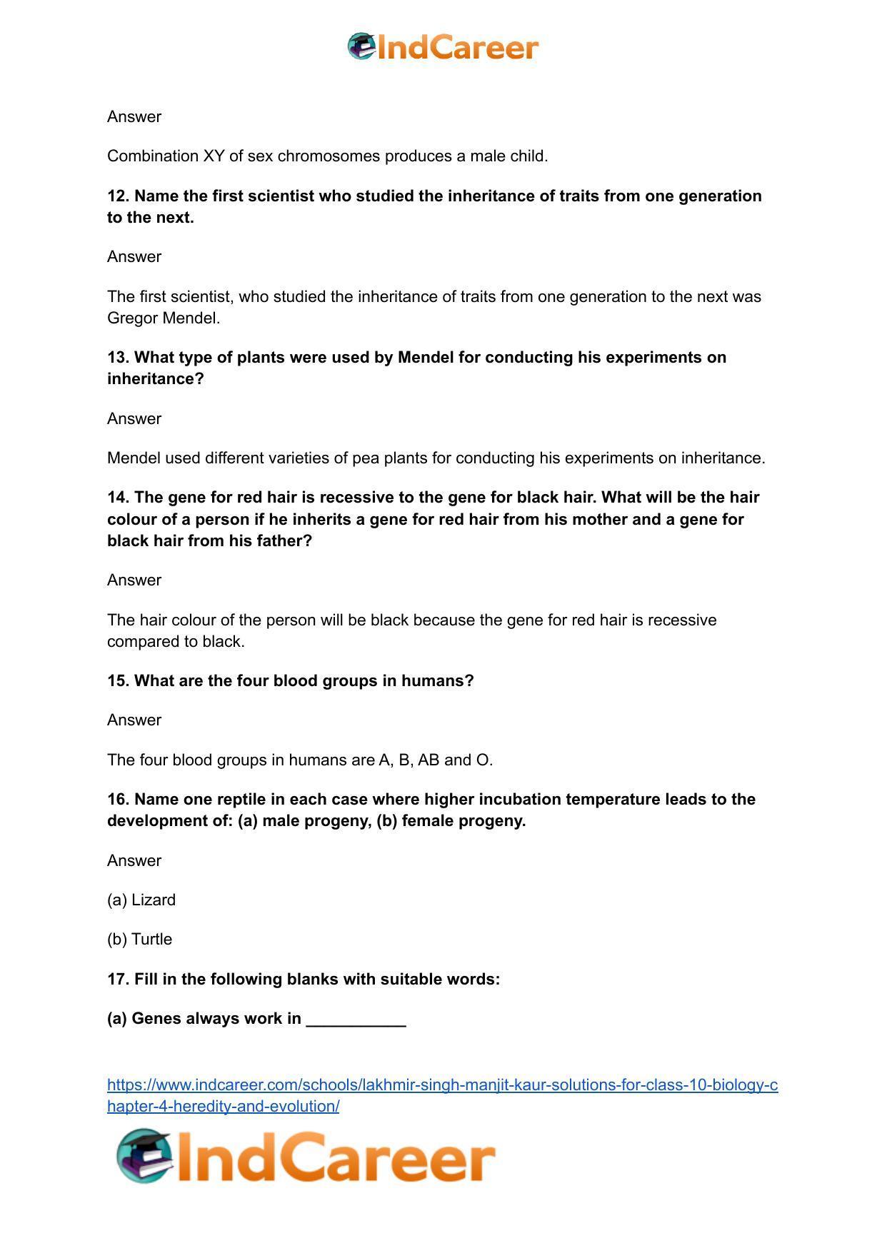 Lakhmir Singh Manjit Kaur Solutions for Class 10 Biology: Chapter 4- Heredity and Evolution - Page 4