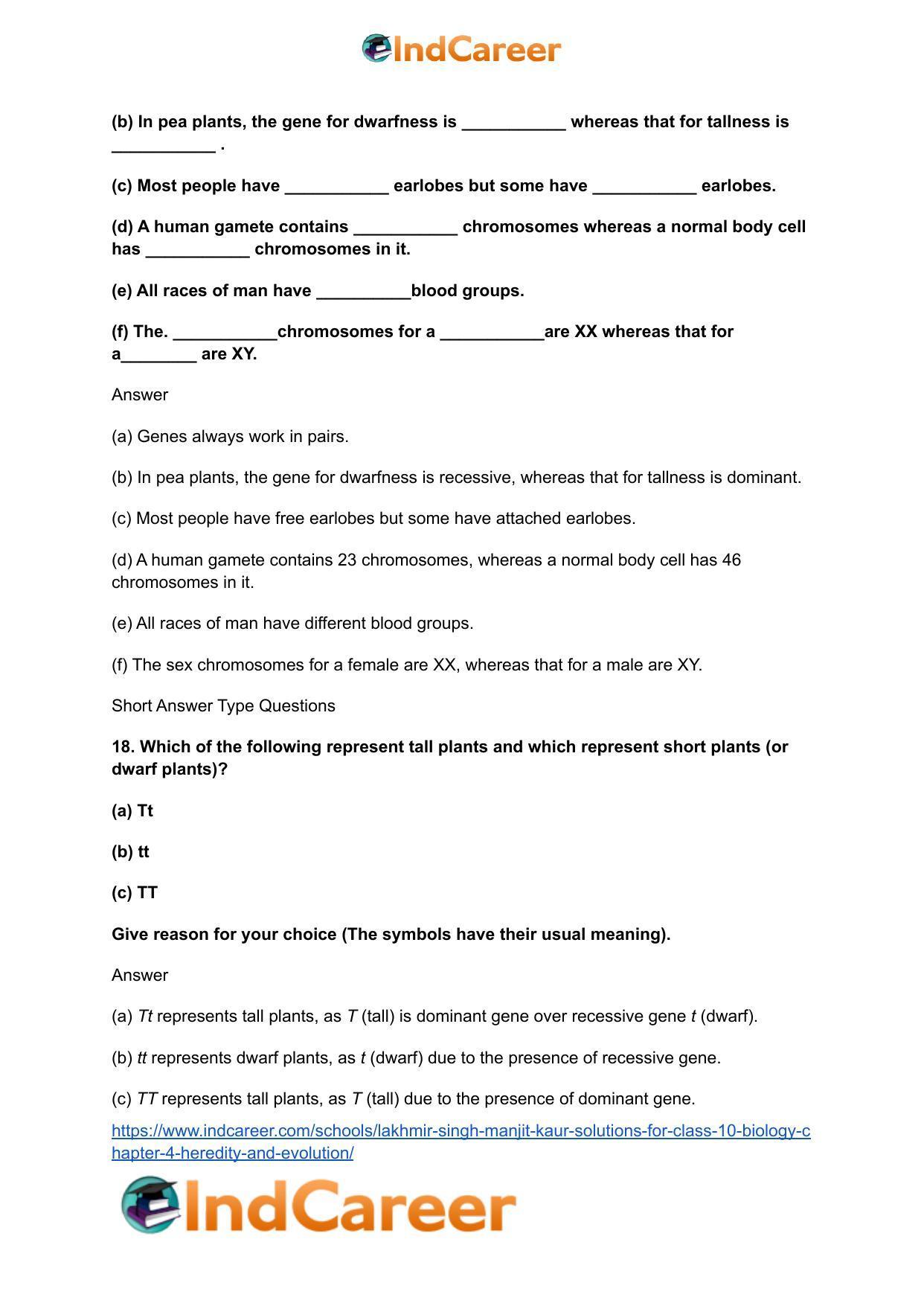 Lakhmir Singh Manjit Kaur Solutions for Class 10 Biology: Chapter 4- Heredity and Evolution - Page 5