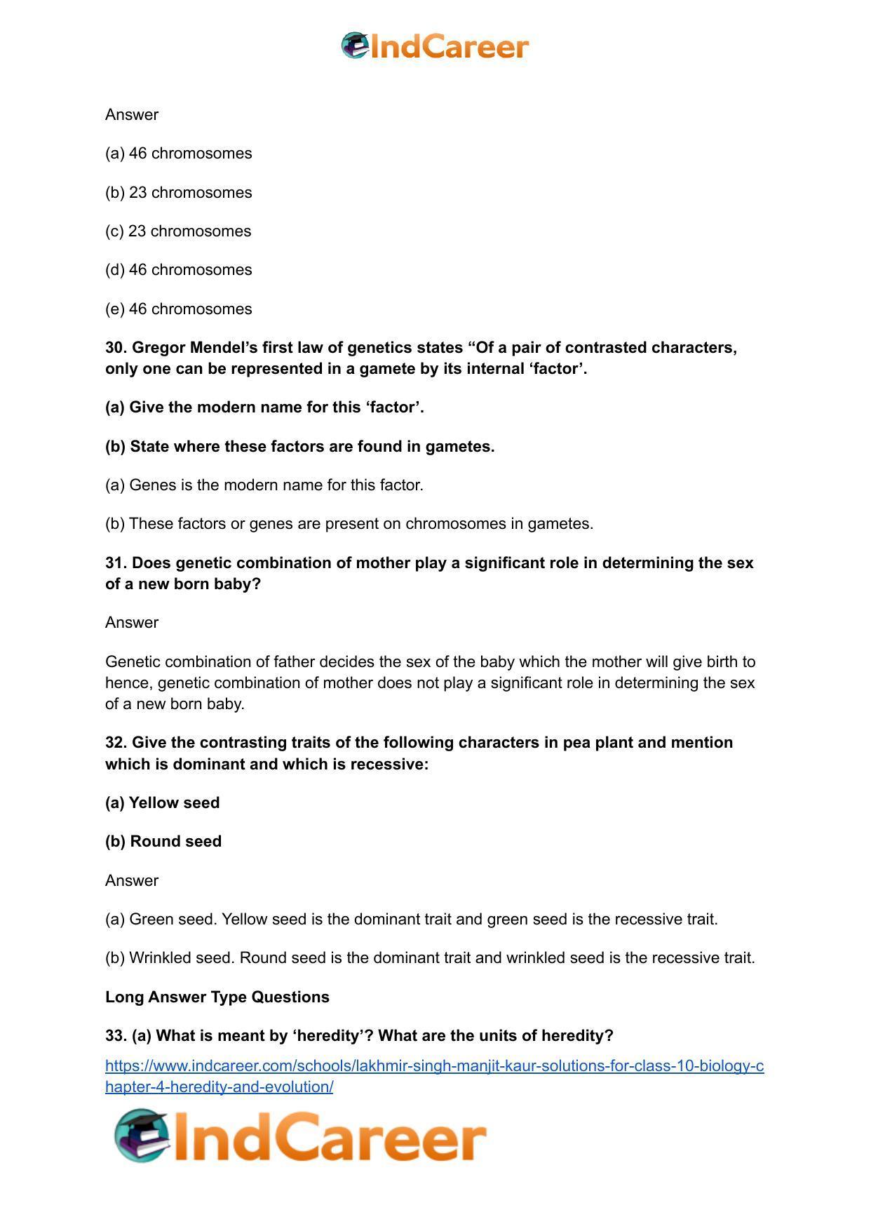Lakhmir Singh Manjit Kaur Solutions for Class 10 Biology: Chapter 4- Heredity and Evolution - Page 9