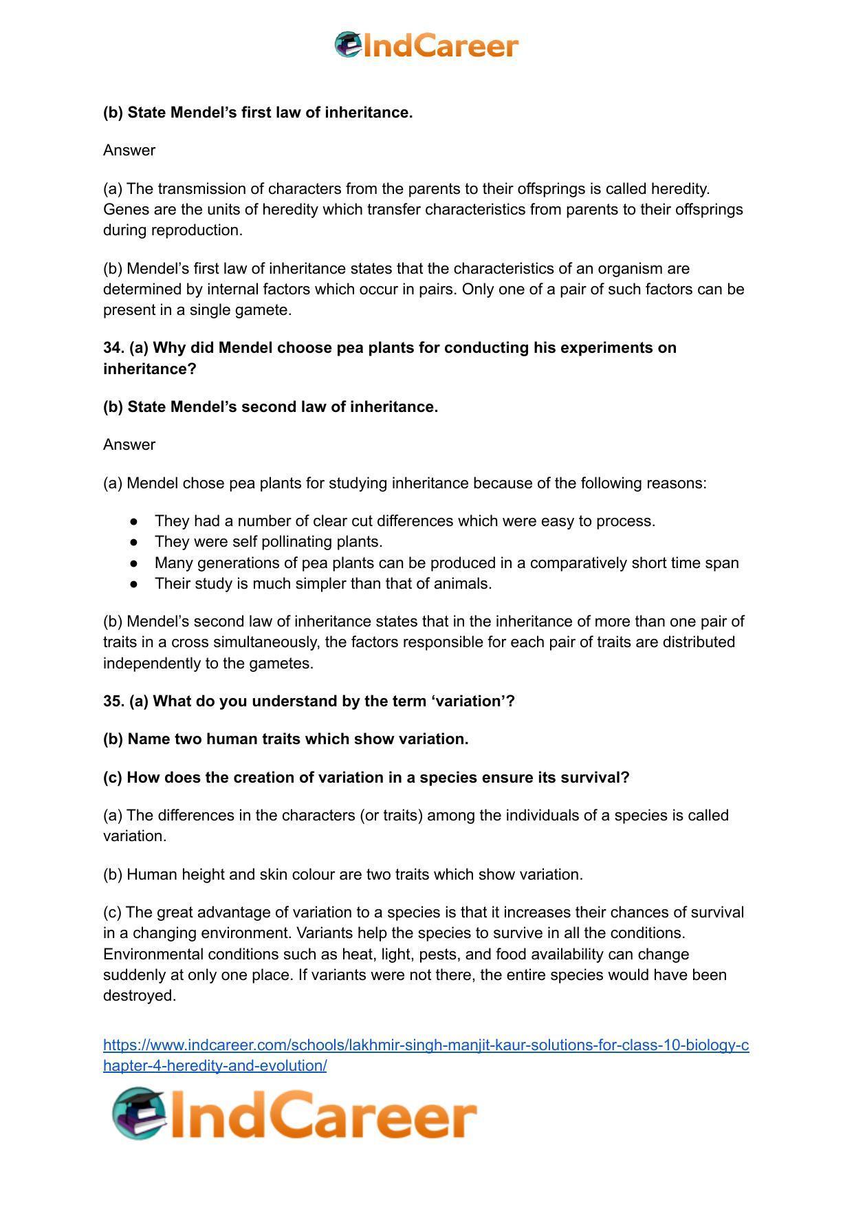 Lakhmir Singh Manjit Kaur Solutions for Class 10 Biology: Chapter 4- Heredity and Evolution - Page 10