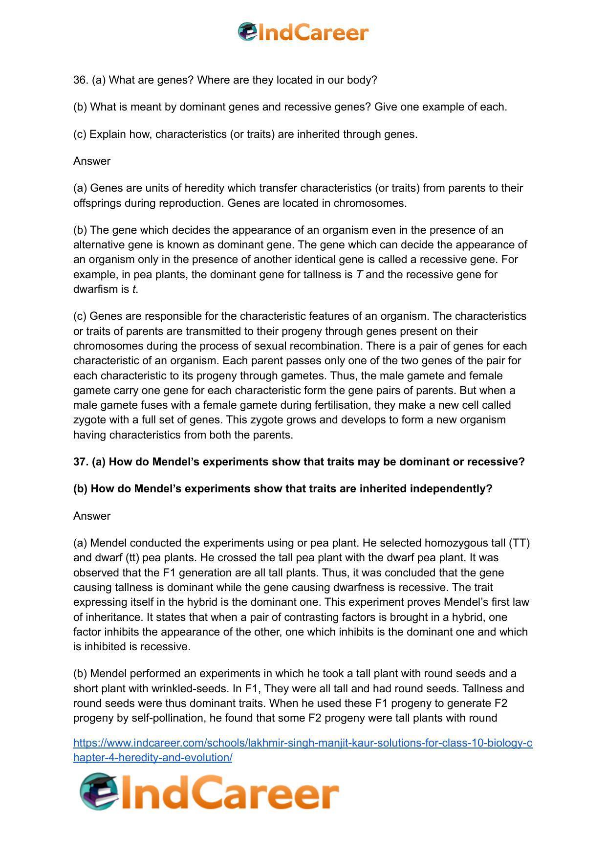 Lakhmir Singh Manjit Kaur Solutions for Class 10 Biology: Chapter 4- Heredity and Evolution - Page 11
