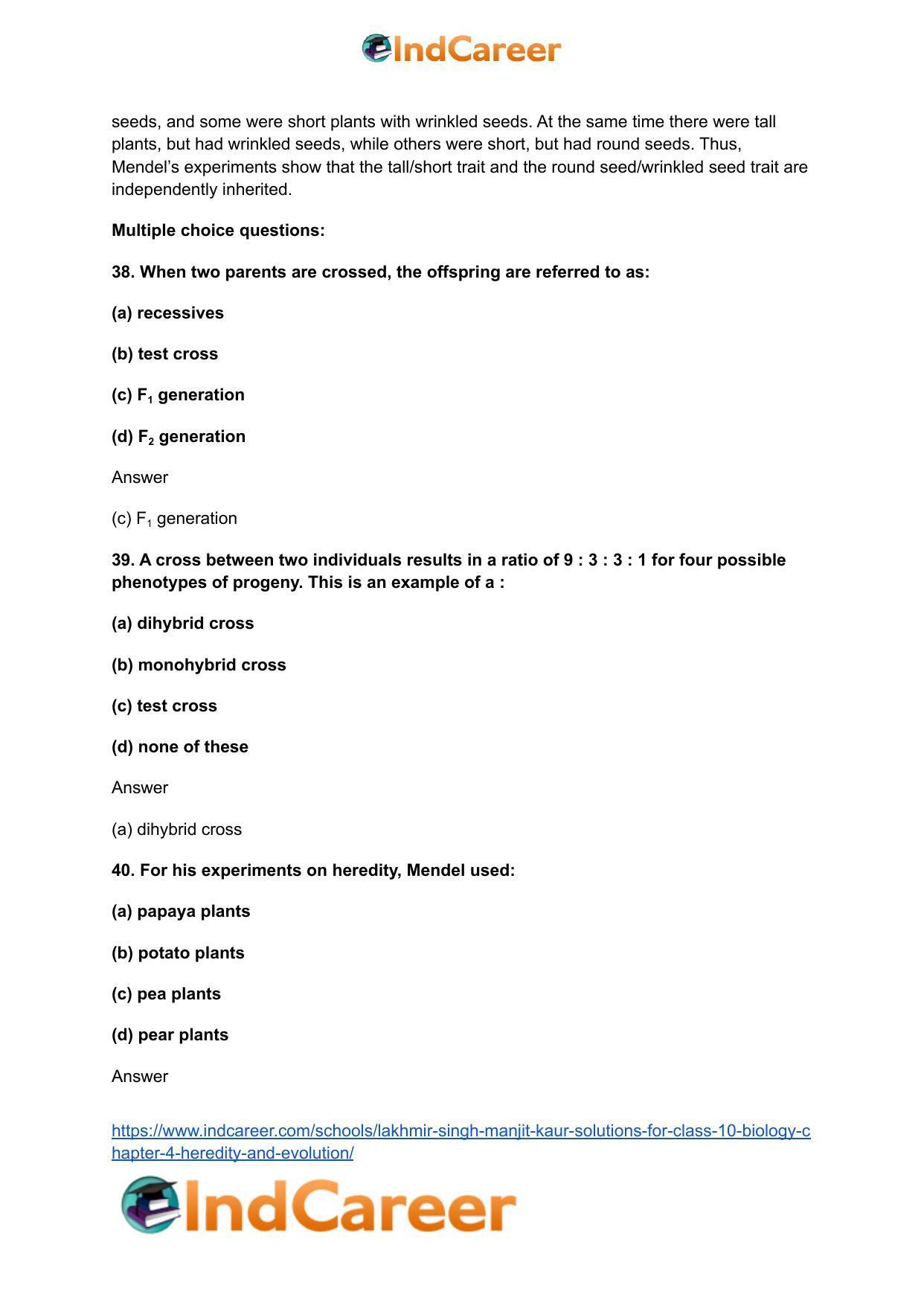 Lakhmir Singh Manjit Kaur Solutions for Class 10 Biology: Chapter 4- Heredity and Evolution - Page 12