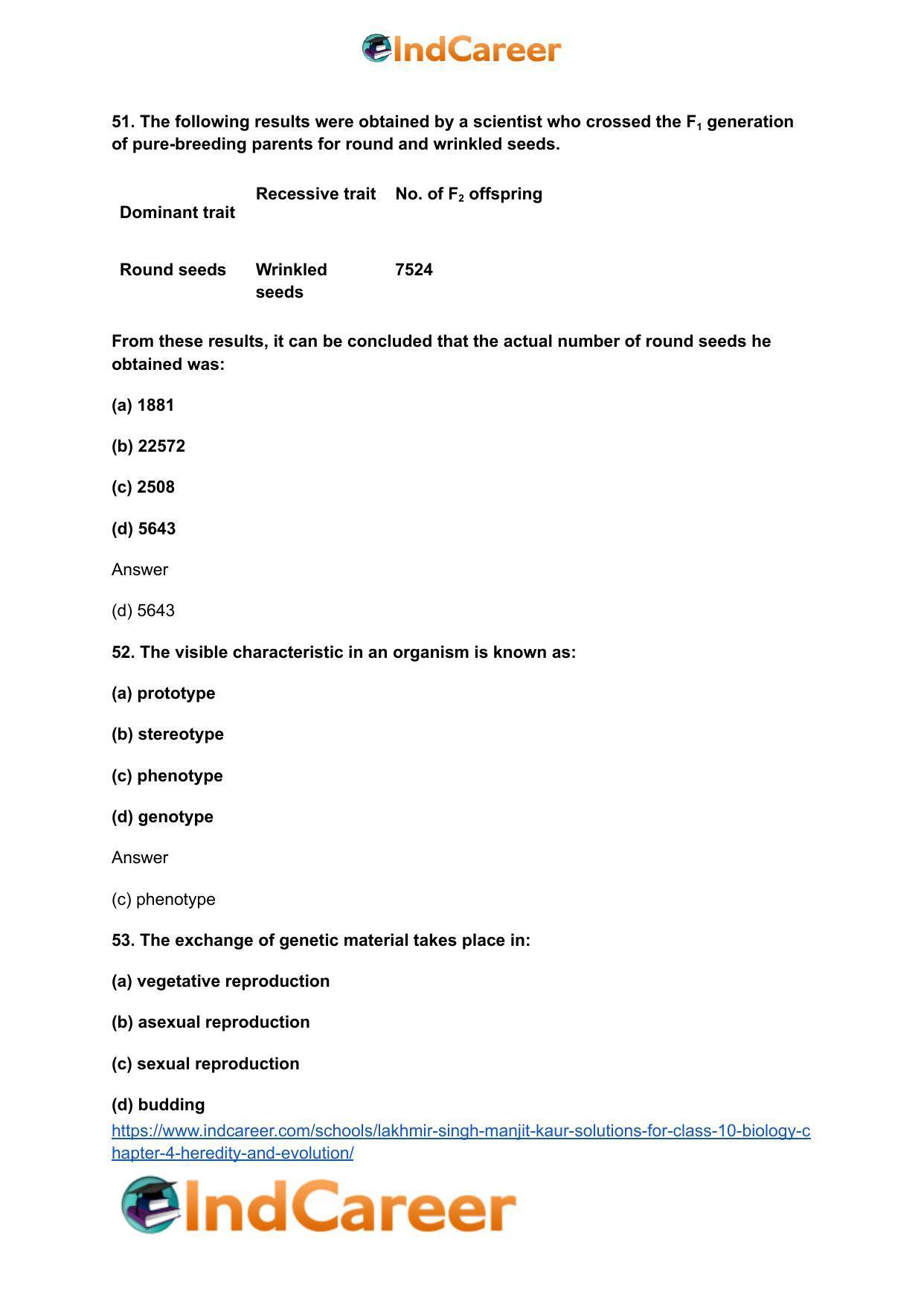 Lakhmir Singh Manjit Kaur Solutions for Class 10 Biology: Chapter 4- Heredity and Evolution - Page 16