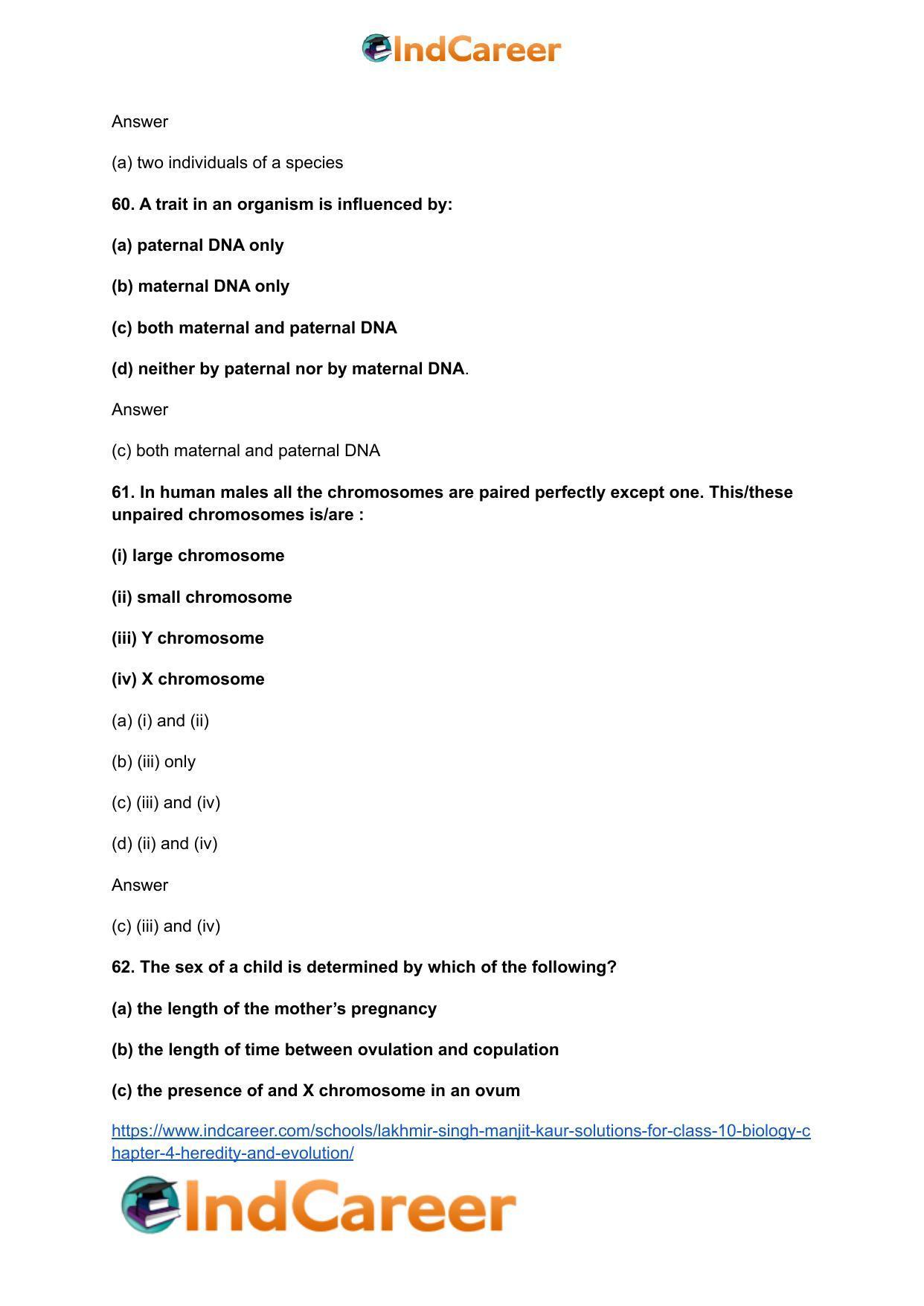 Lakhmir Singh Manjit Kaur Solutions for Class 10 Biology: Chapter 4- Heredity and Evolution - Page 19