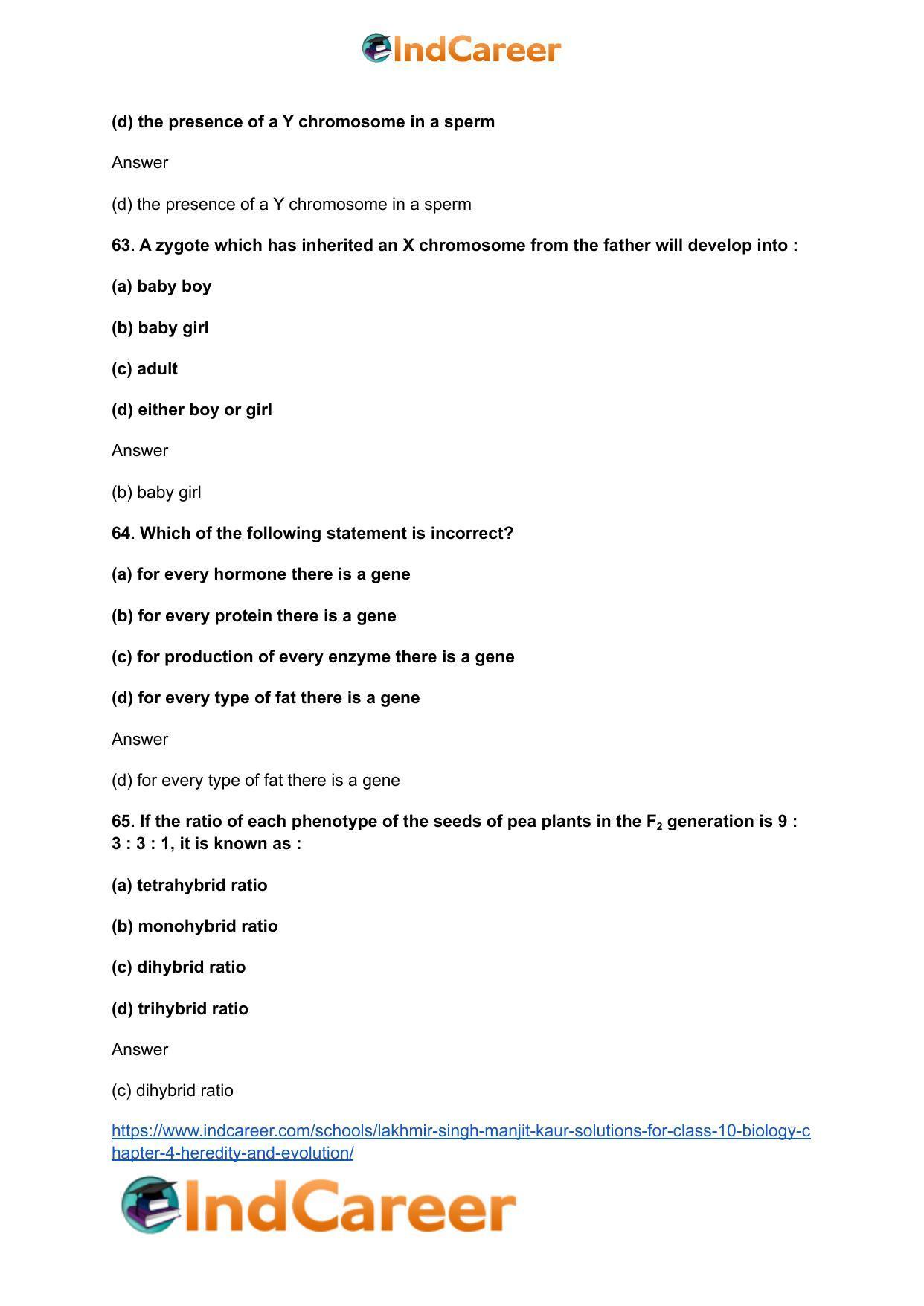 Lakhmir Singh Manjit Kaur Solutions for Class 10 Biology: Chapter 4- Heredity and Evolution - Page 20
