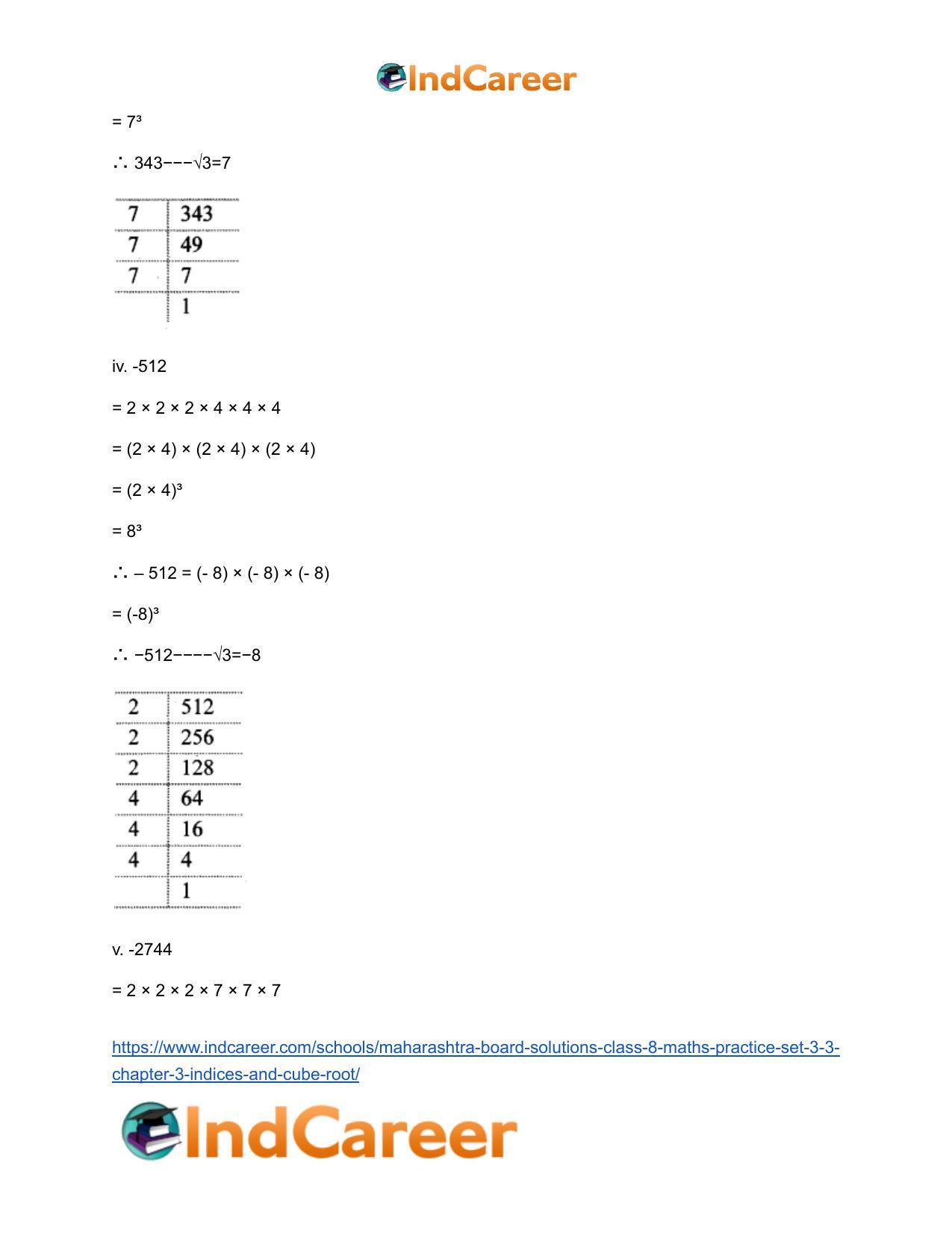 Maharashtra Board Solutions Class 8-Maths (Practice Set 3.3): Chapter 3- Indices and Cube Root - Page 4