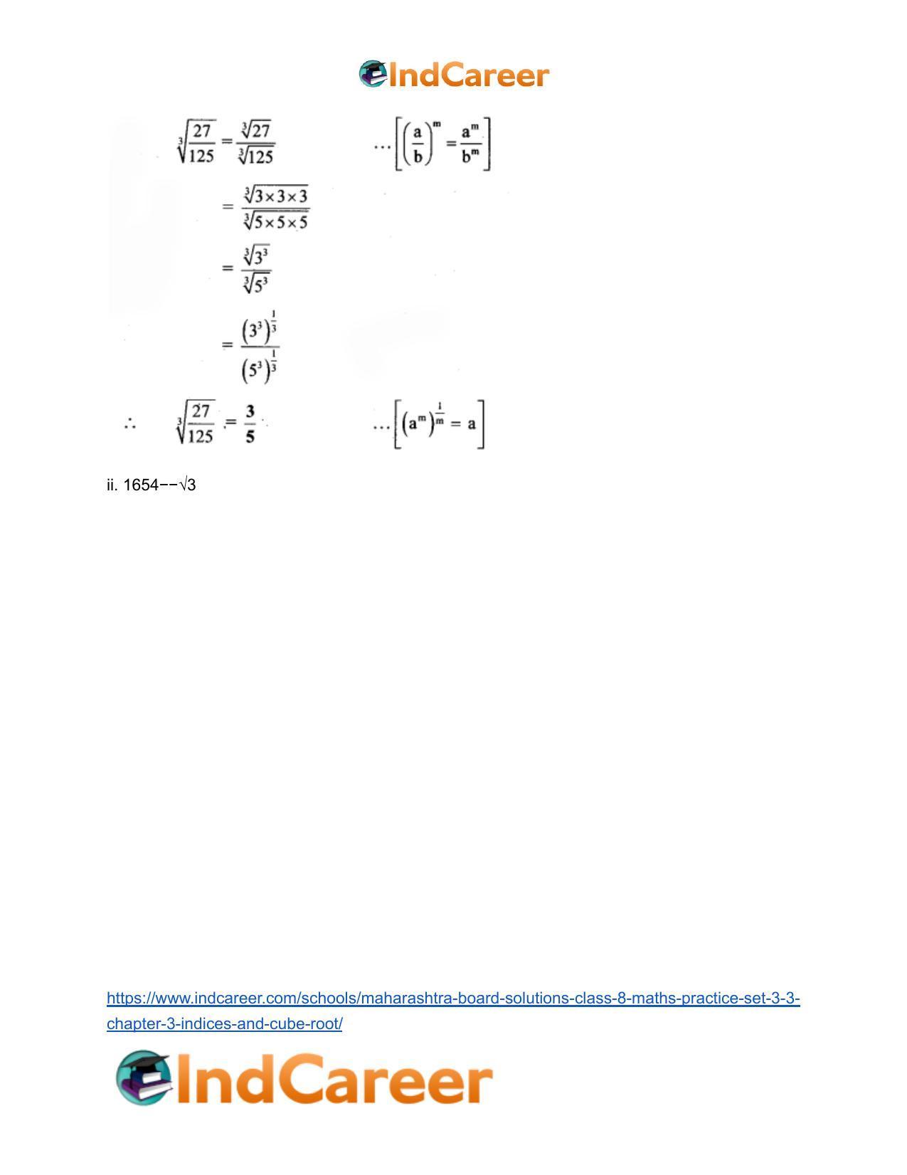 Maharashtra Board Solutions Class 8-Maths (Practice Set 3.3): Chapter 3- Indices and Cube Root - Page 7