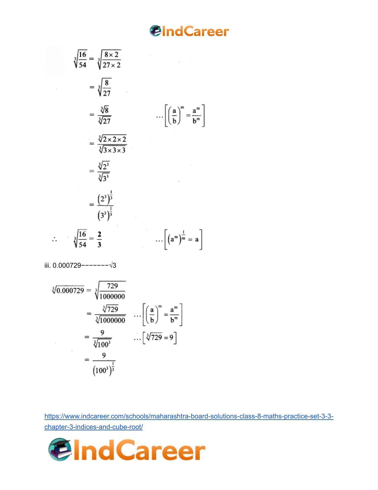 Maharashtra Board Solutions Class 8-Maths (Practice Set 3.3): Chapter 3- Indices and Cube Root - Page 8