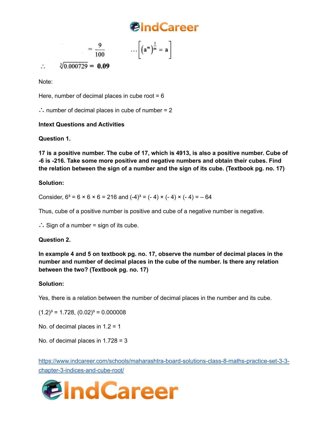 Maharashtra Board Solutions Class 8-Maths (Practice Set 3.3): Chapter 3- Indices and Cube Root - Page 9