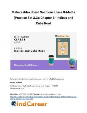 Maharashtra Board Solutions Class 8-Maths (Practice Set 3.3): Chapter 3- Indices and Cube Root