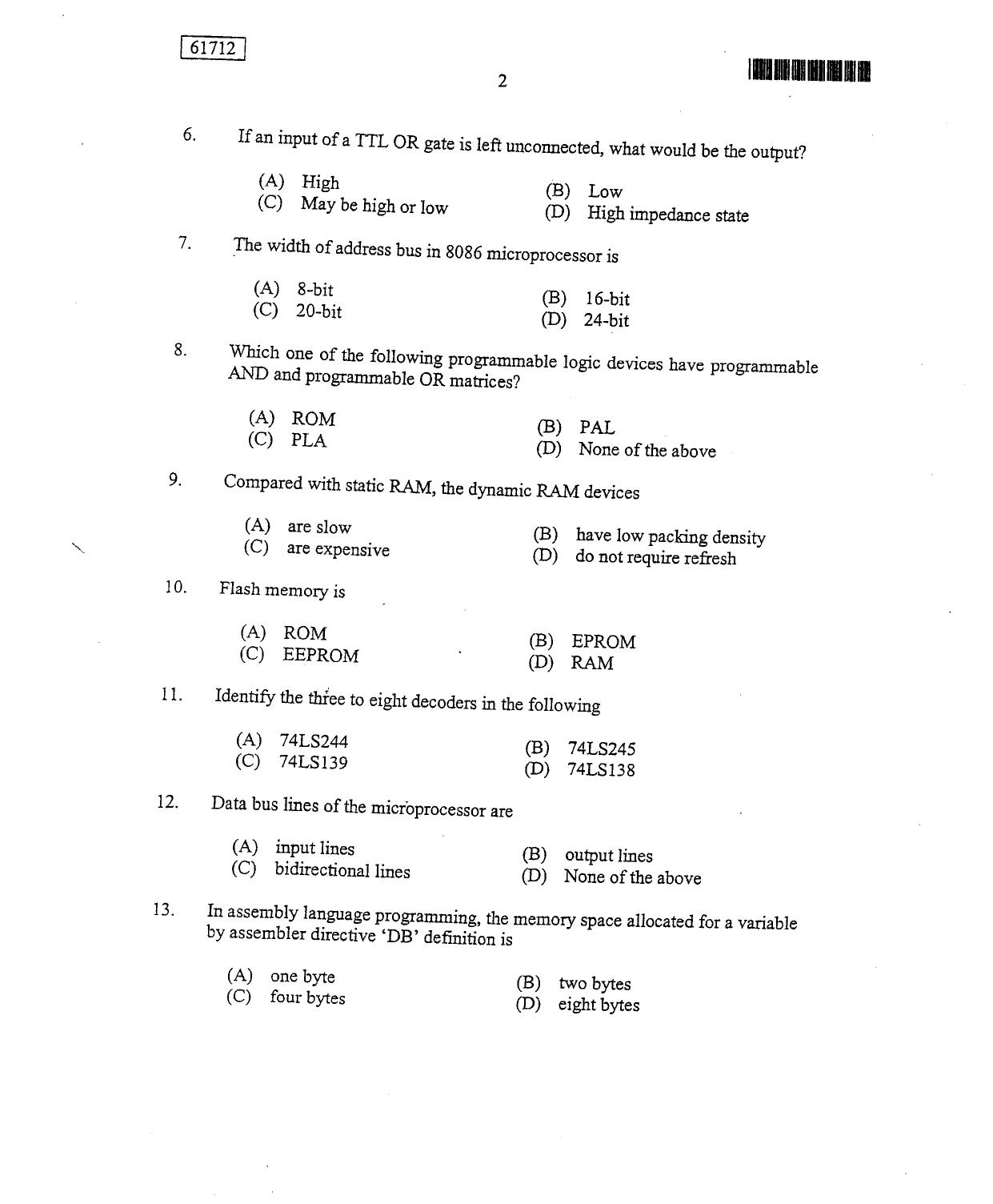 CUSAT CAT 2012 Instrumentation Question Paper - Page 3