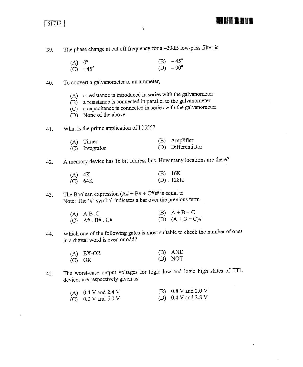 CUSAT CAT 2012 Instrumentation Question Paper - Page 8