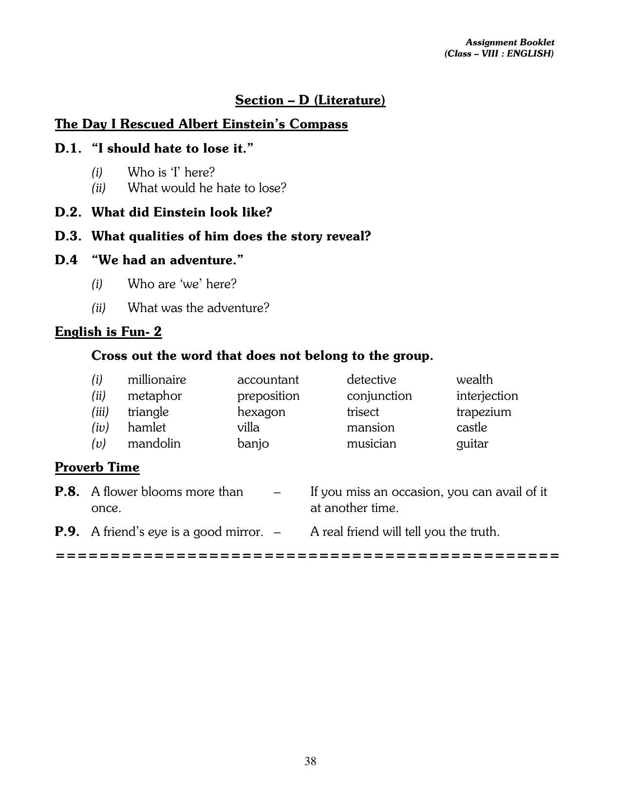 CBSE Worksheets for Class 8 English Assignment 11 - Page 8
