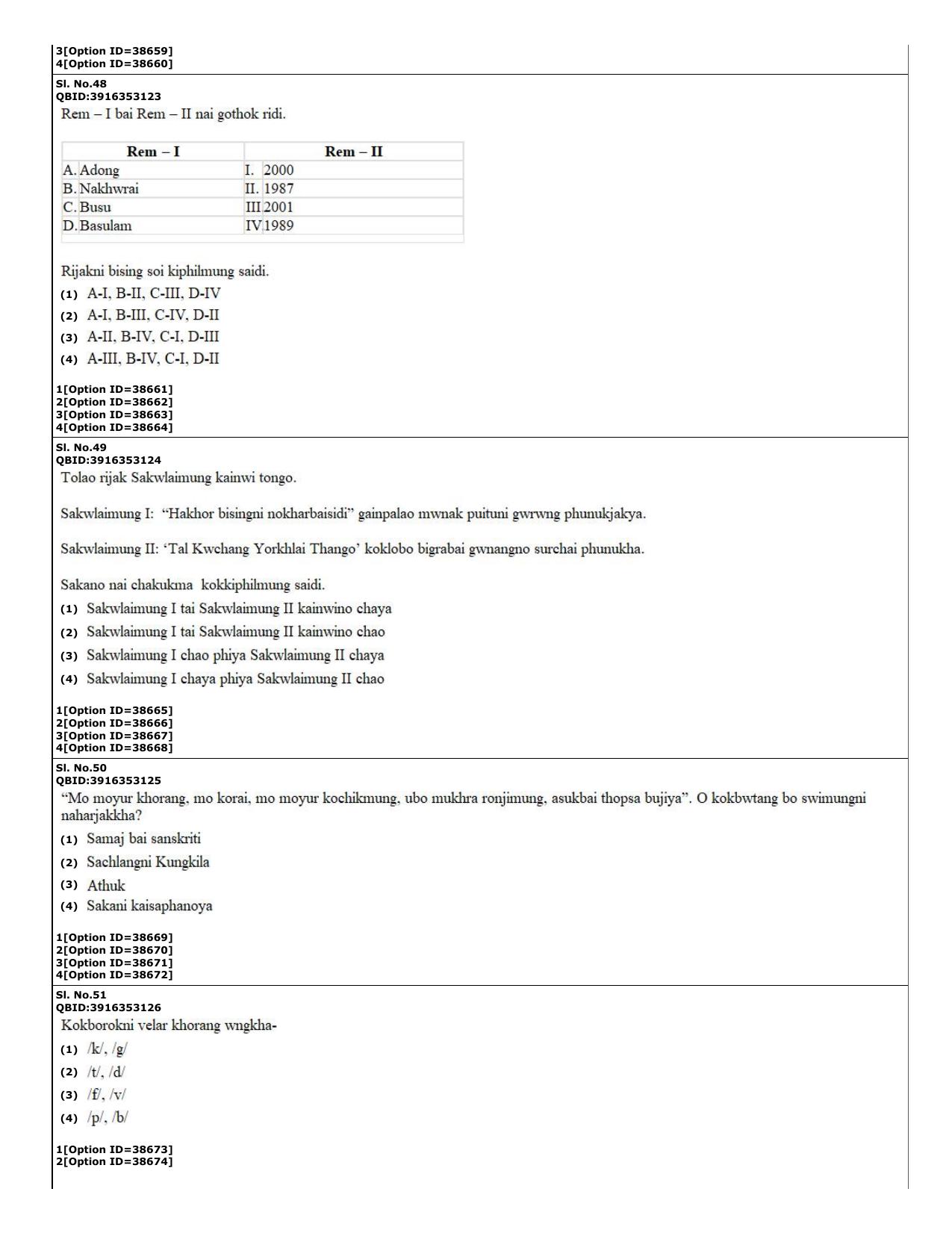 CUET (PG) 2022: PGQP-60 Kokborok (10-09-2022) Question Paper - Page 15