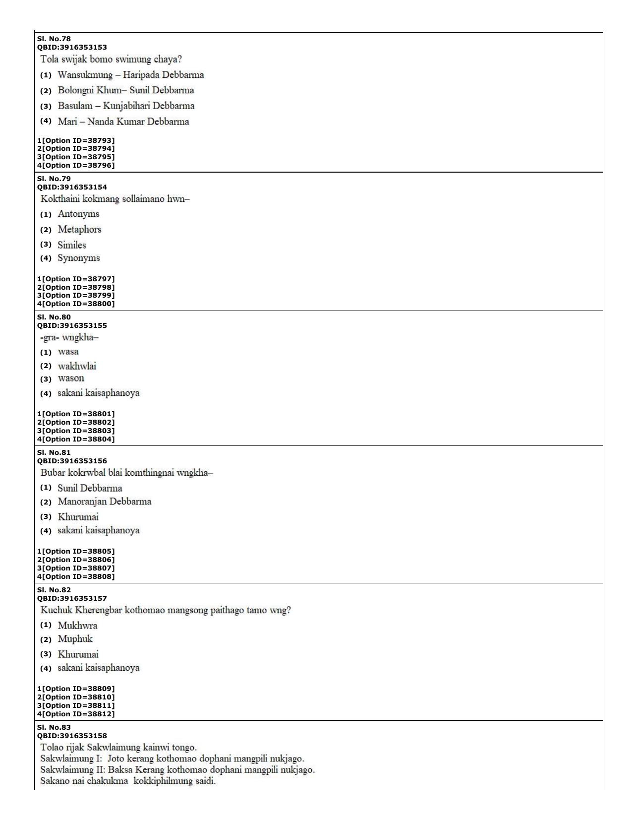 CUET (PG) 2022: PGQP-60 Kokborok (10-09-2022) Question Paper - Page 21