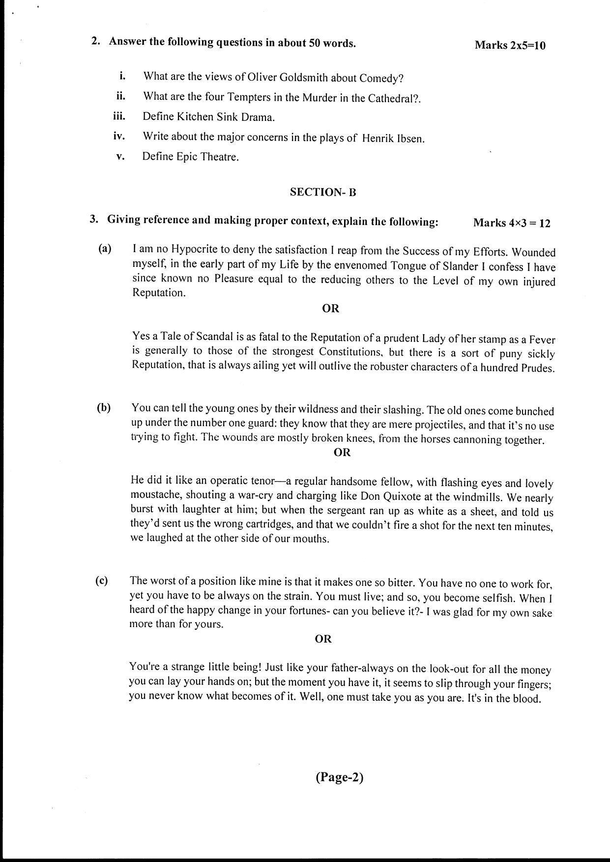 Bilaspur University Question Paper June 2022:M.A. English (Second Semester) Drama Paper 1 - Page 2