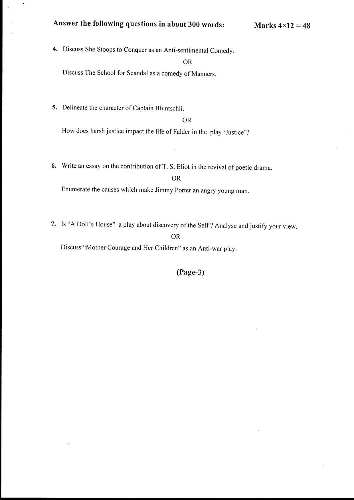 Bilaspur University Question Paper June 2022:M.A. English (Second Semester) Drama Paper 1 - Page 3