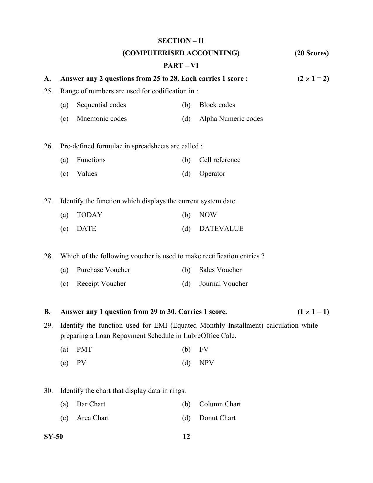 Kerala Plus Two Question Paper 2022 - Accountancy with CA - Page 12