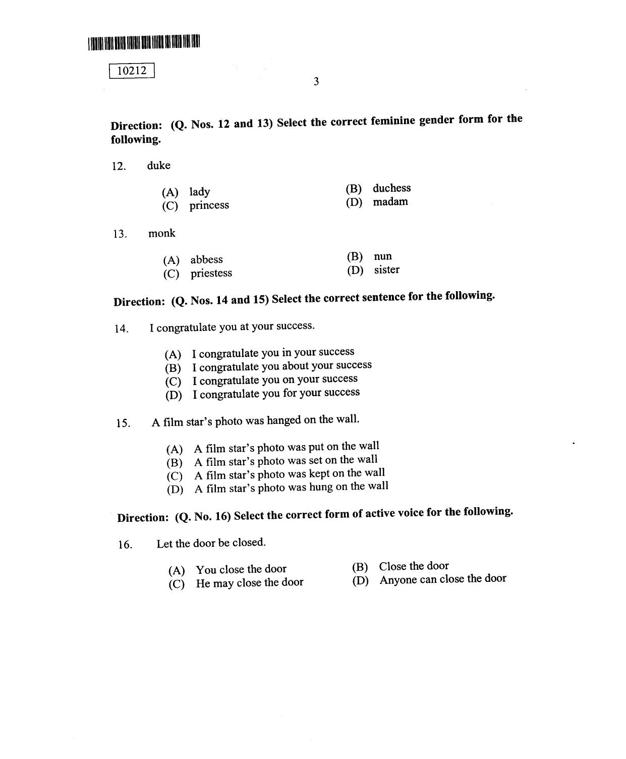 CUSAT CAT 2012 Lateral Entry Question Paper - Page 4