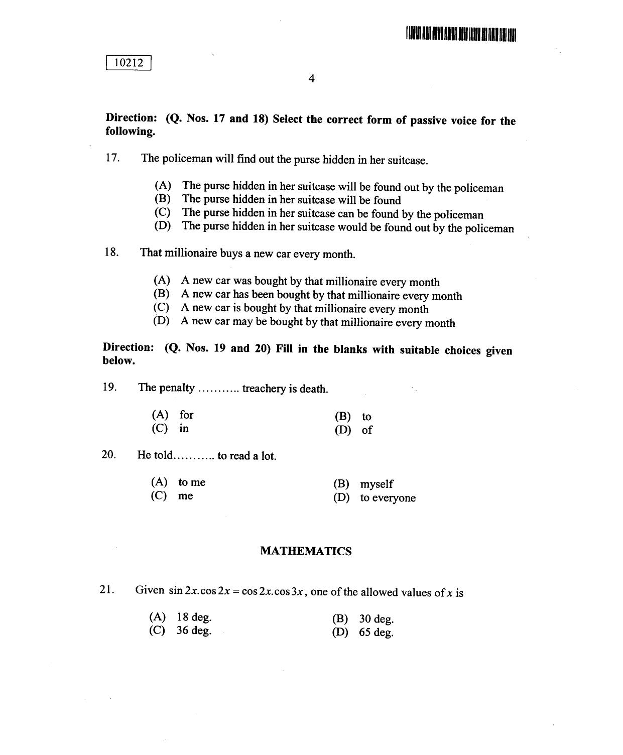 CUSAT CAT 2012 Lateral Entry Question Paper - Page 5