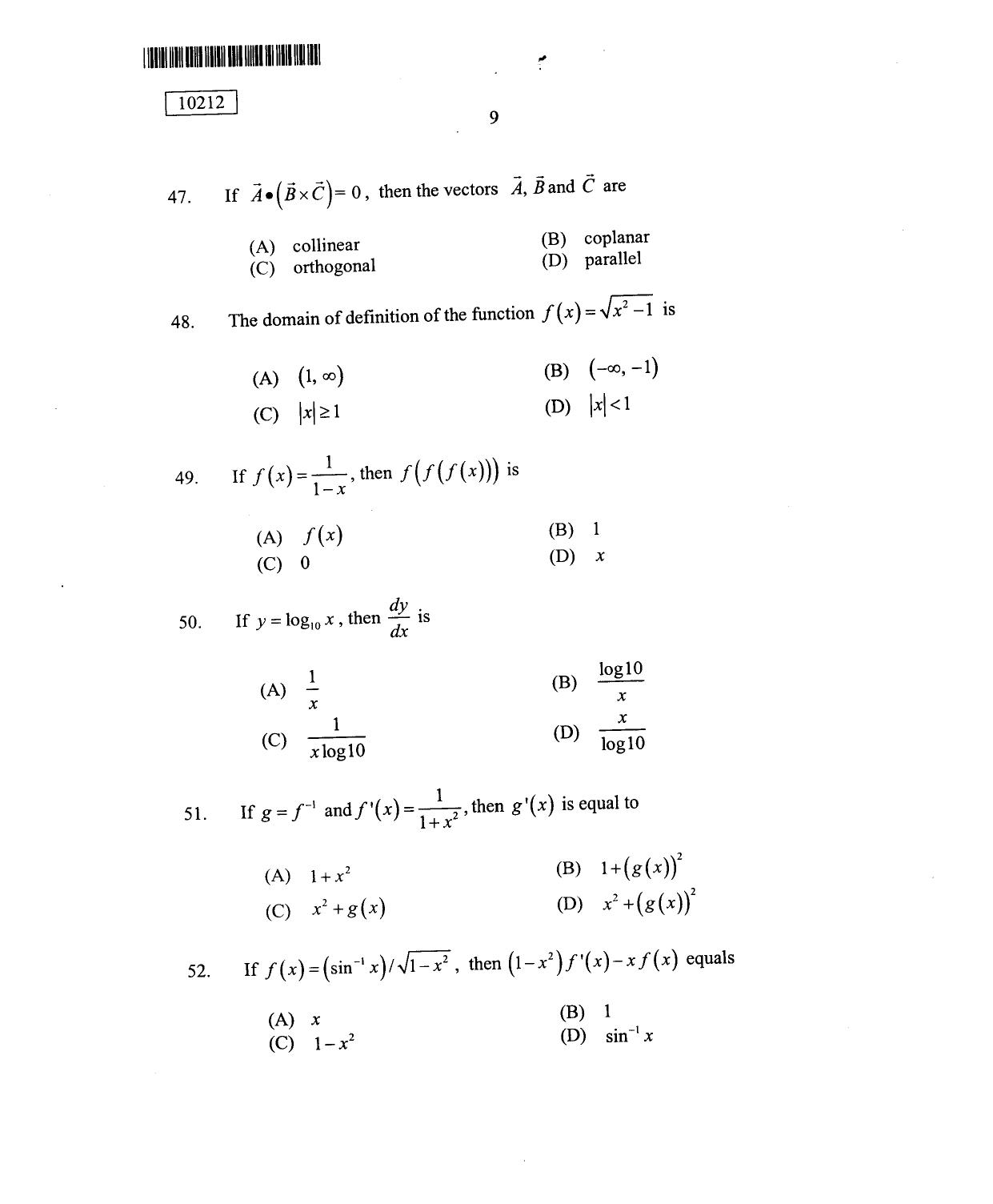 CUSAT CAT 2012 Lateral Entry Question Paper - Page 10