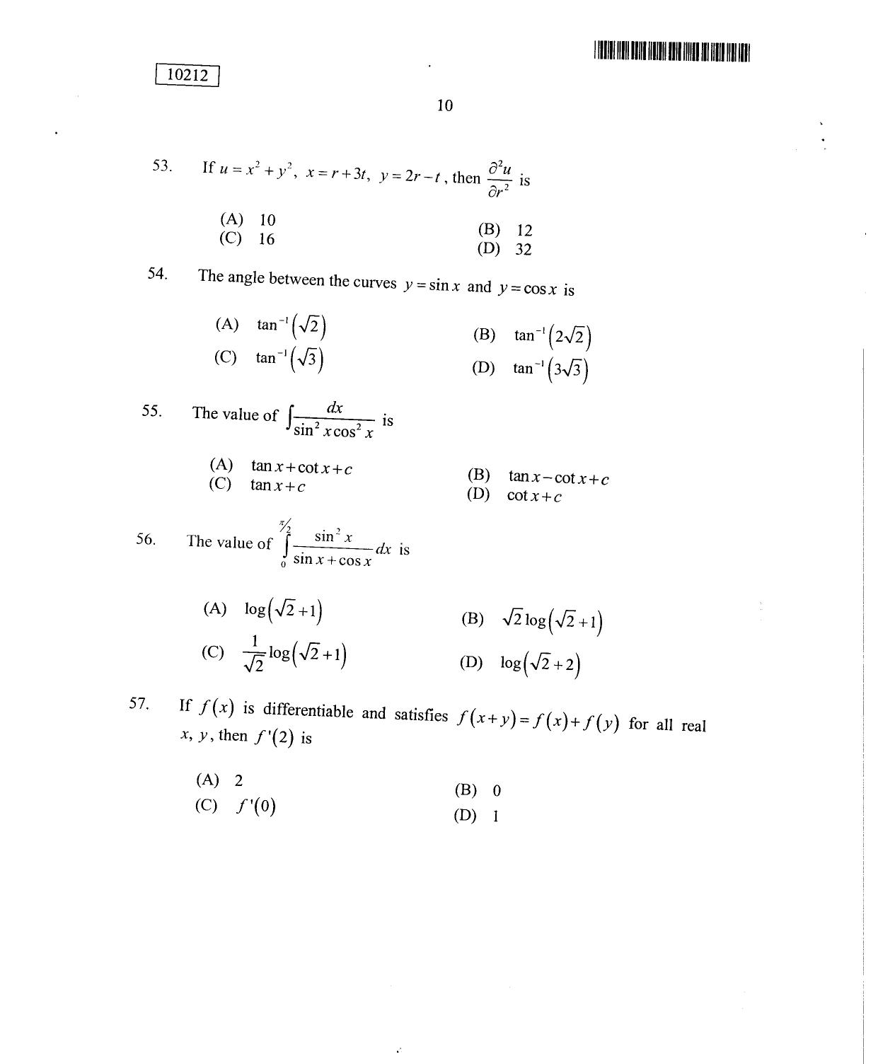 CUSAT CAT 2012 Lateral Entry Question Paper - Page 11
