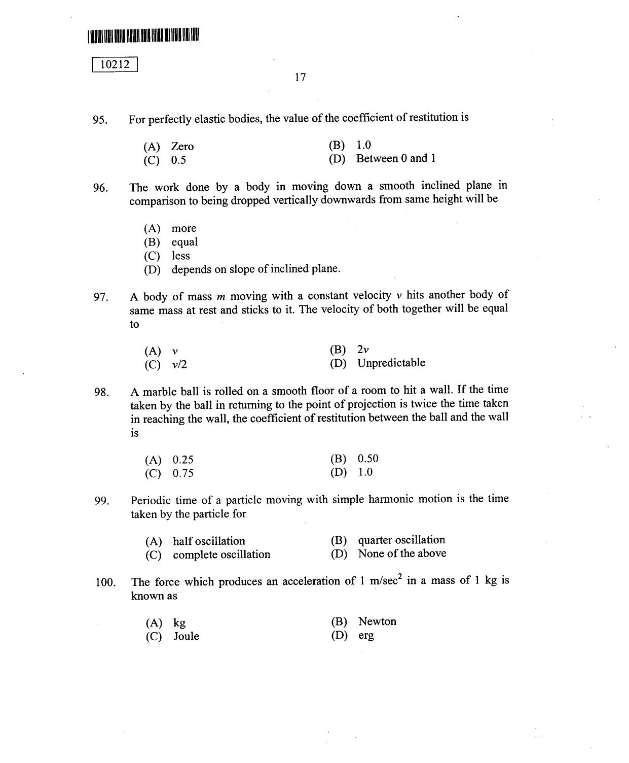 CUSAT CAT 2012 Lateral Entry Question Paper - Page 18