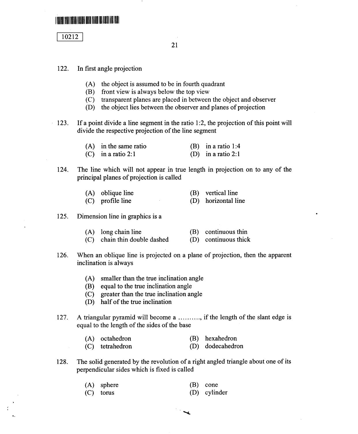CUSAT CAT 2012 Lateral Entry Question Paper - Page 22