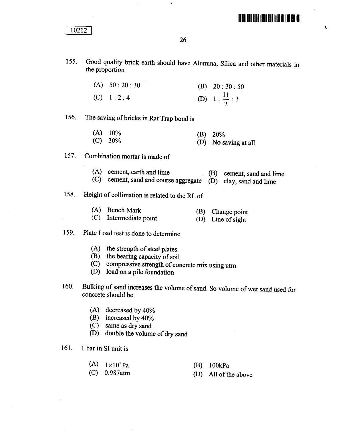CUSAT CAT 2012 Lateral Entry Question Paper - Page 27