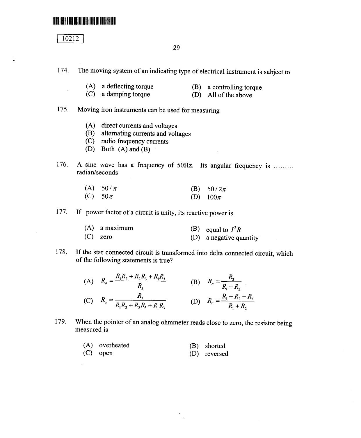 CUSAT CAT 2012 Lateral Entry Question Paper - Page 30