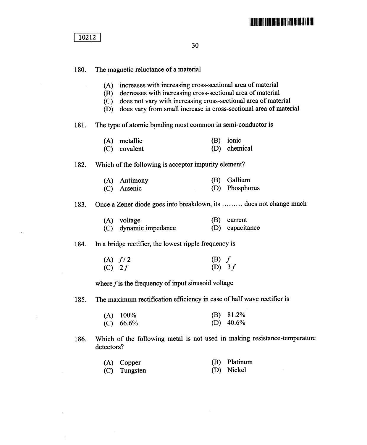 CUSAT CAT 2012 Lateral Entry Question Paper - Page 31