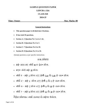 CBSE Class 12 Lepcha Sample Question Paper 2024-25