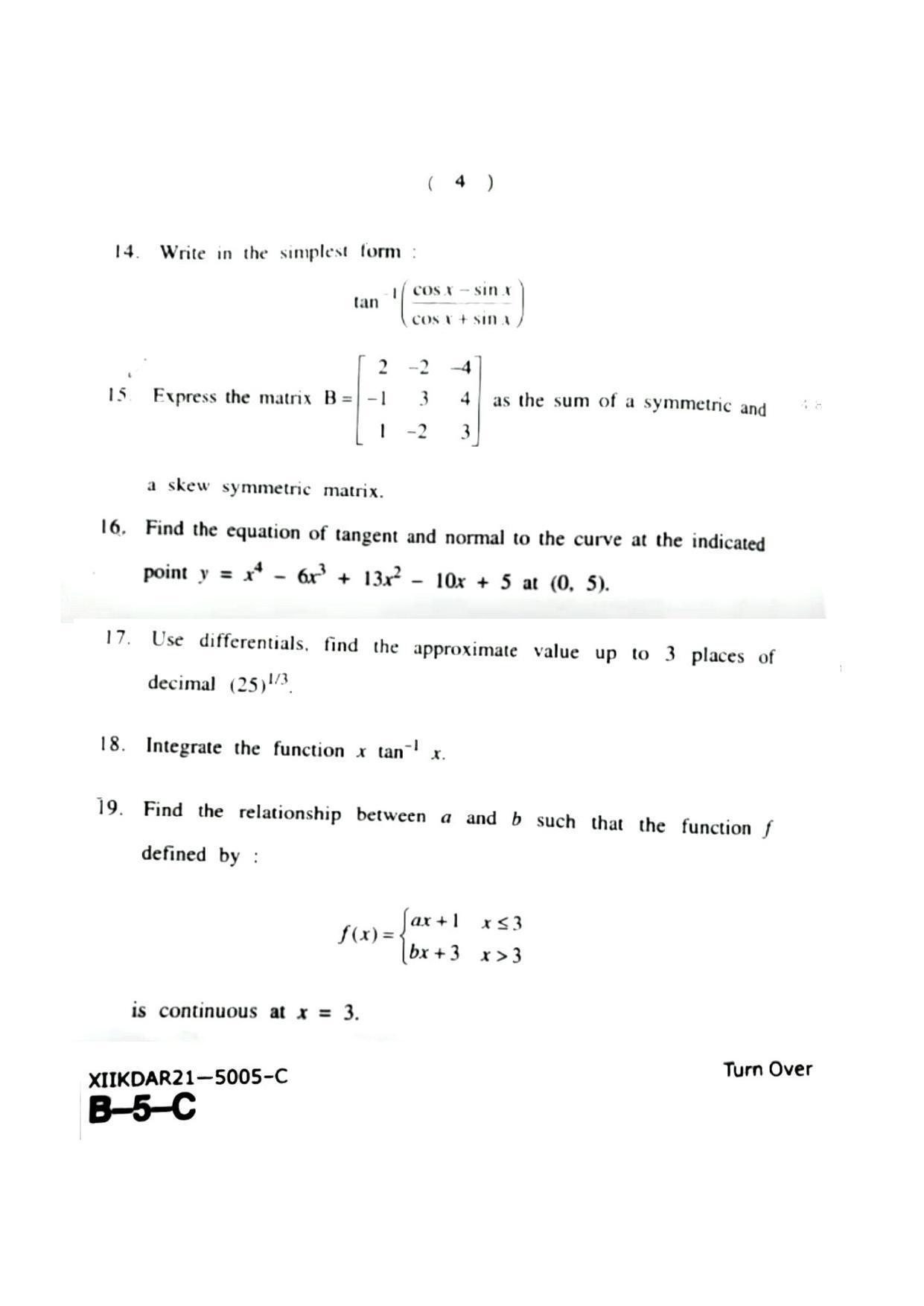 JKBOSE Class 12 Mathematics 5005-C Question Papers 2021 - Page 4