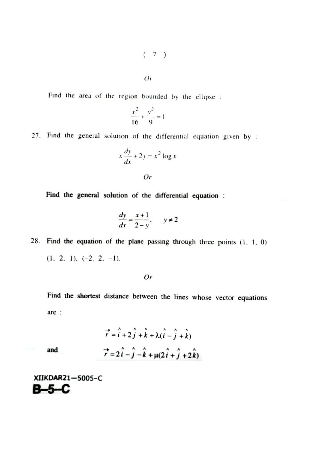 JKBOSE Class 12 Mathematics 5005-C Question Papers 2021 - Page 7