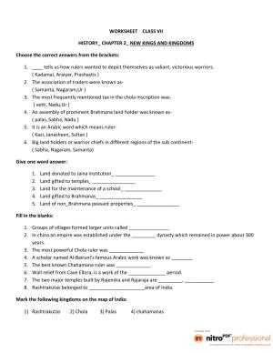 CBSE Worksheets for Class 7 History New Kings and Kingdoms Assignment