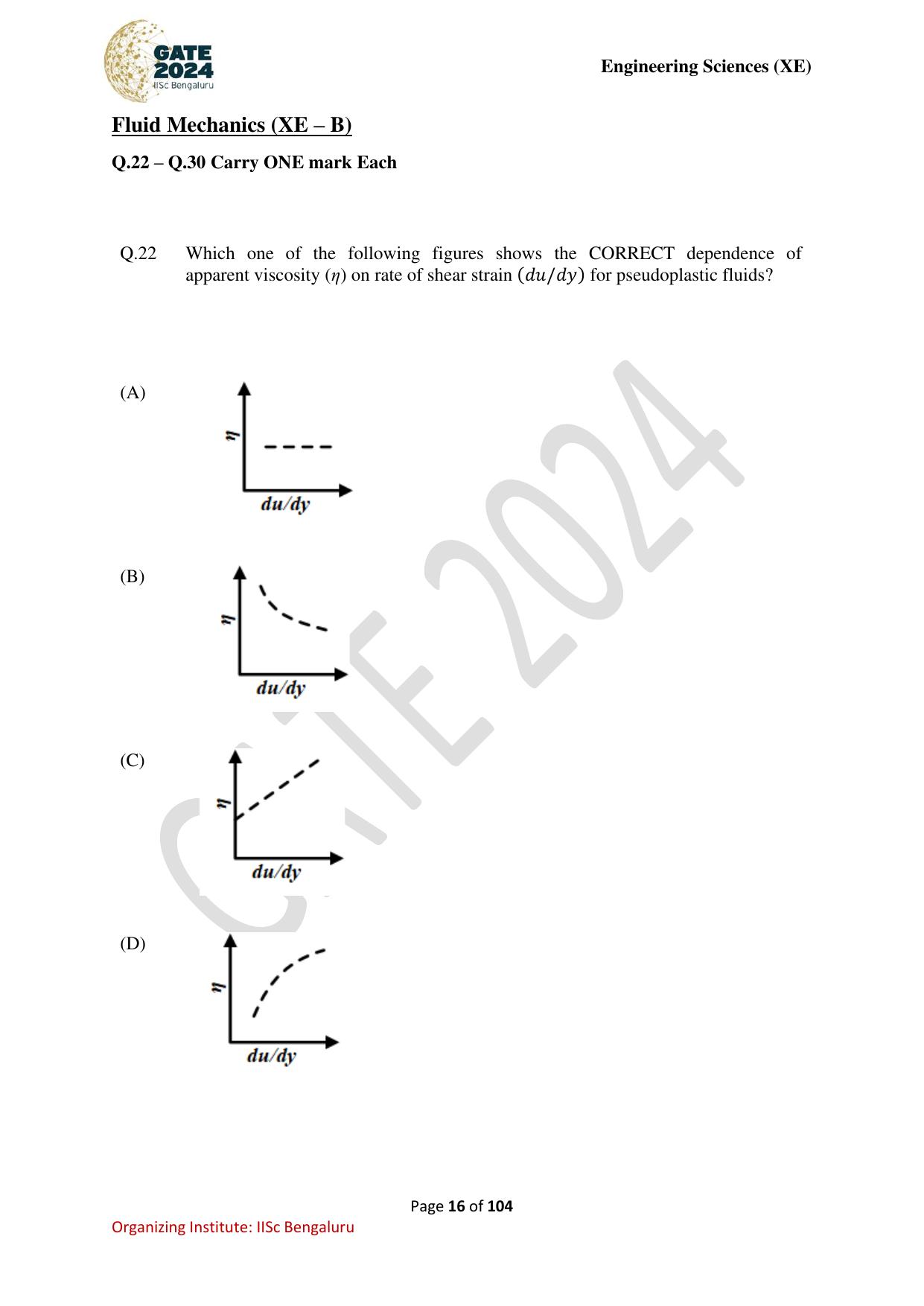 GATE 2024 Engineering Sciences (XE) Question Paper - Page 16