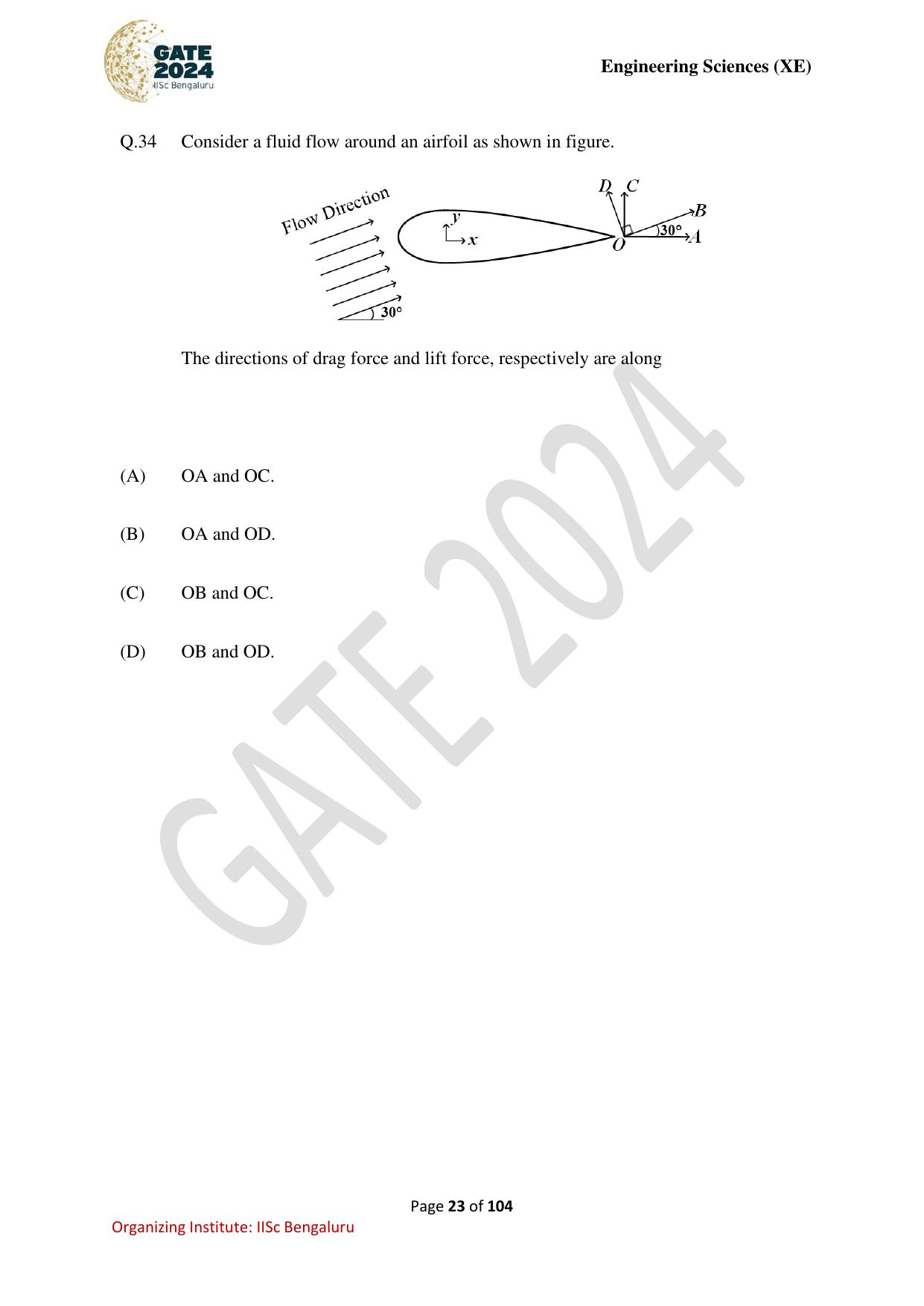 GATE 2024 Engineering Sciences (XE) Question Paper - Page 23
