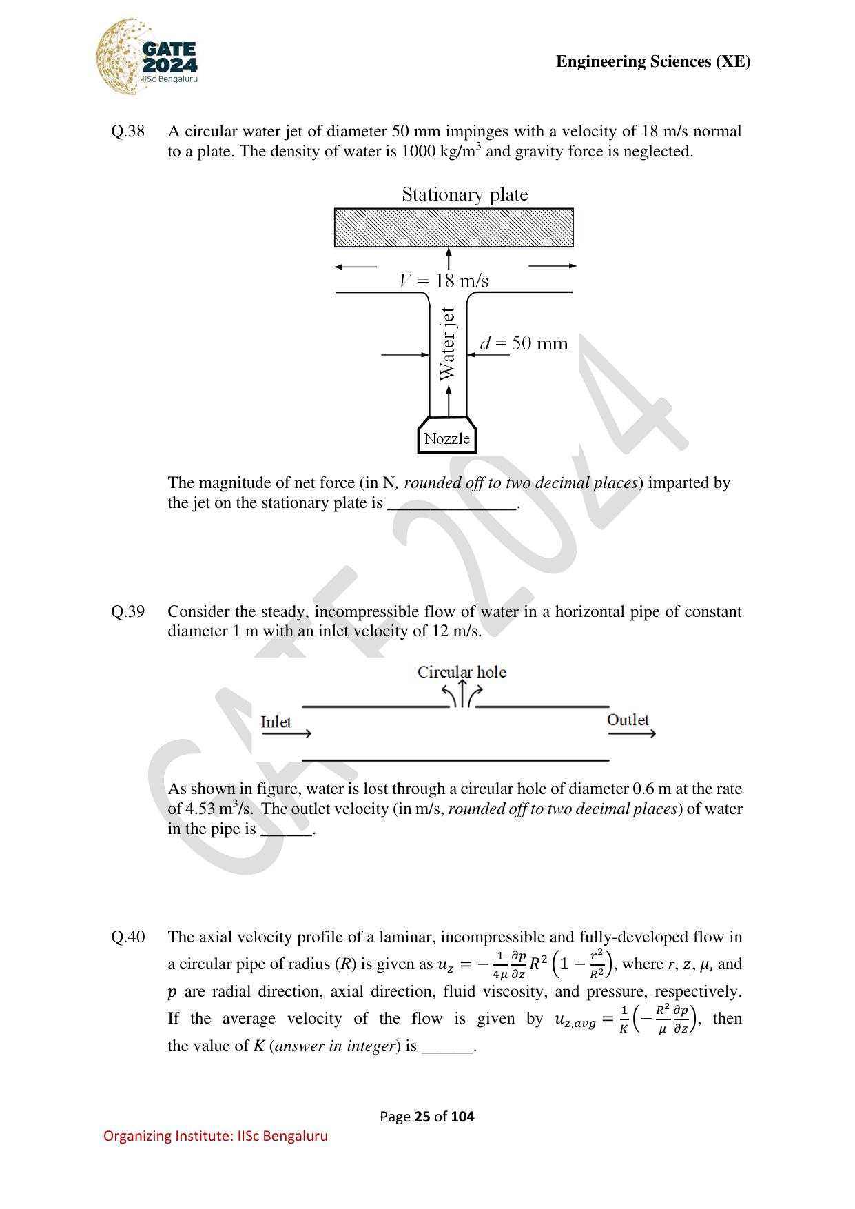 GATE 2024 Engineering Sciences (XE) Question Paper - Page 25