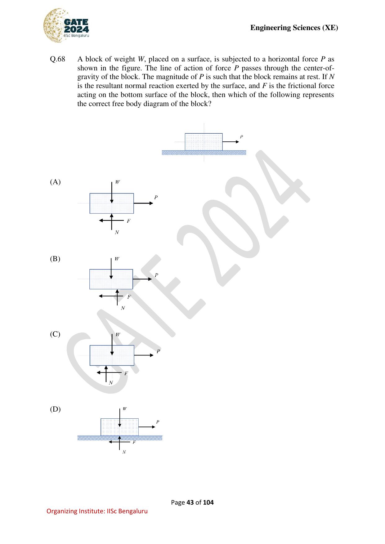 GATE 2024 Engineering Sciences (XE) Question Paper - Page 43