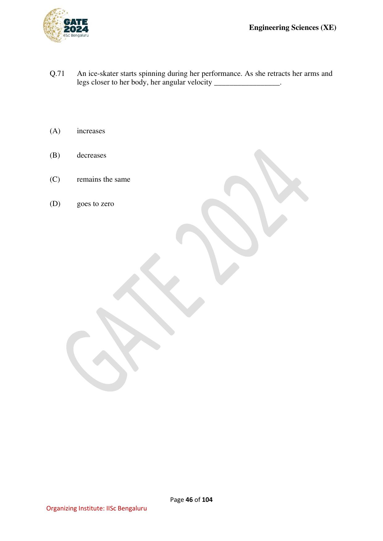 GATE 2024 Engineering Sciences (XE) Question Paper - Page 46