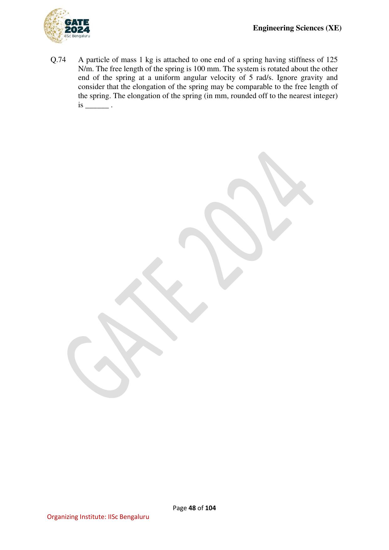 GATE 2024 Engineering Sciences (XE) Question Paper - Page 48