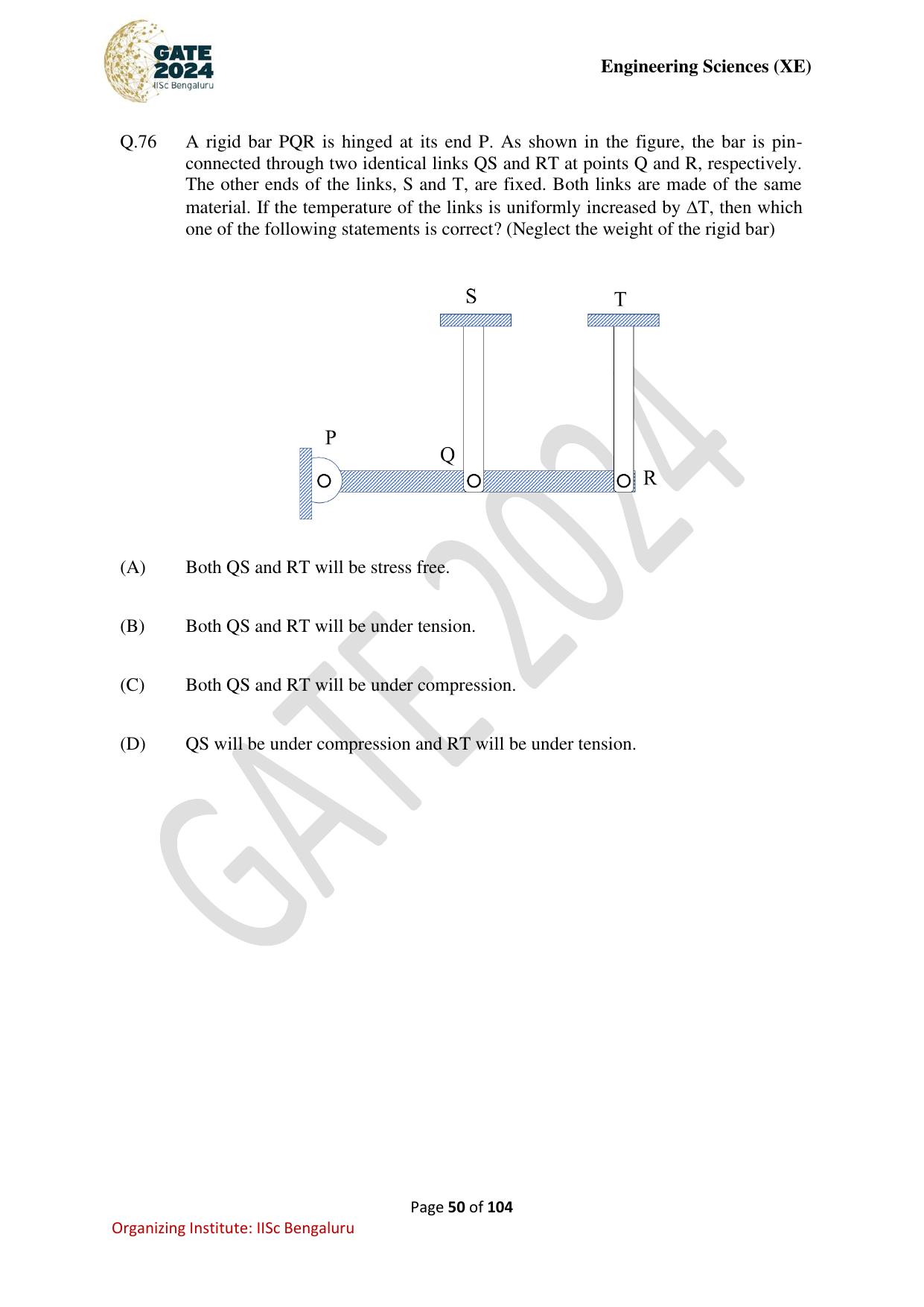GATE 2024 Engineering Sciences (XE) Question Paper - Page 50