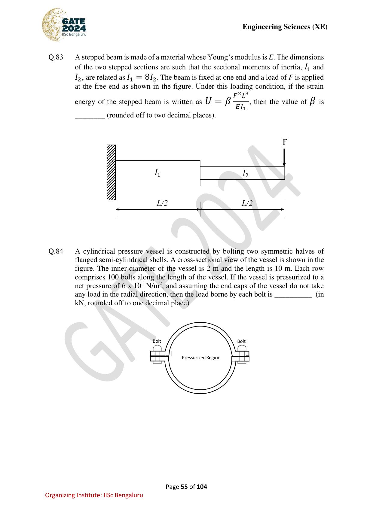 GATE 2024 Engineering Sciences (XE) Question Paper - Page 55