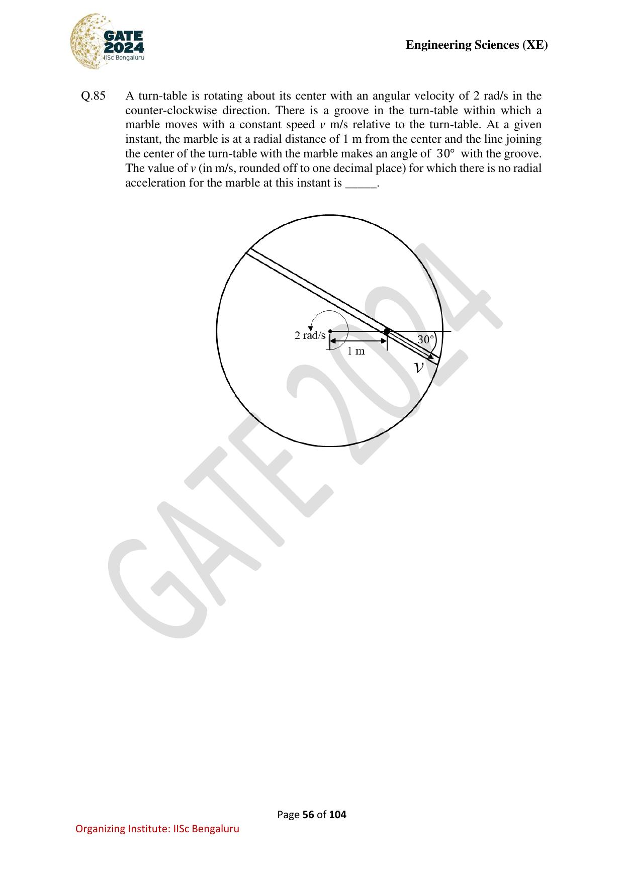 GATE 2024 Engineering Sciences (XE) Question Paper - Page 56