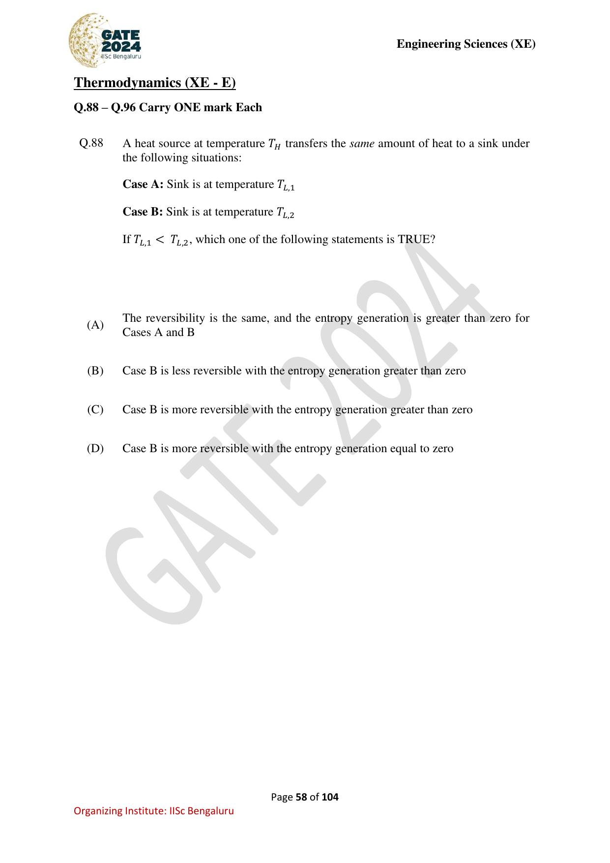 GATE 2024 Engineering Sciences (XE) Question Paper - Page 58