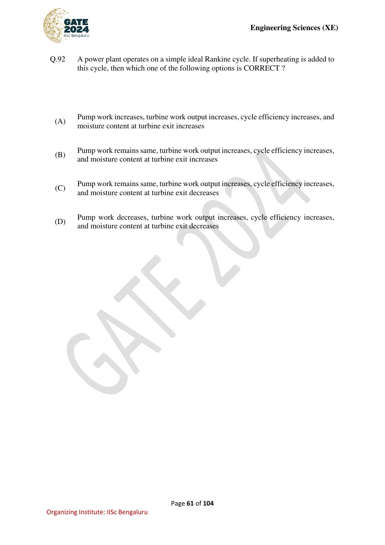 GATE 2024 Engineering Sciences (XE) Question Paper - Page 61