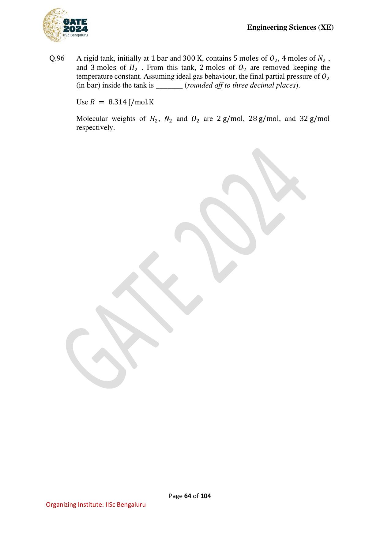 GATE 2024 Engineering Sciences (XE) Question Paper - Page 64