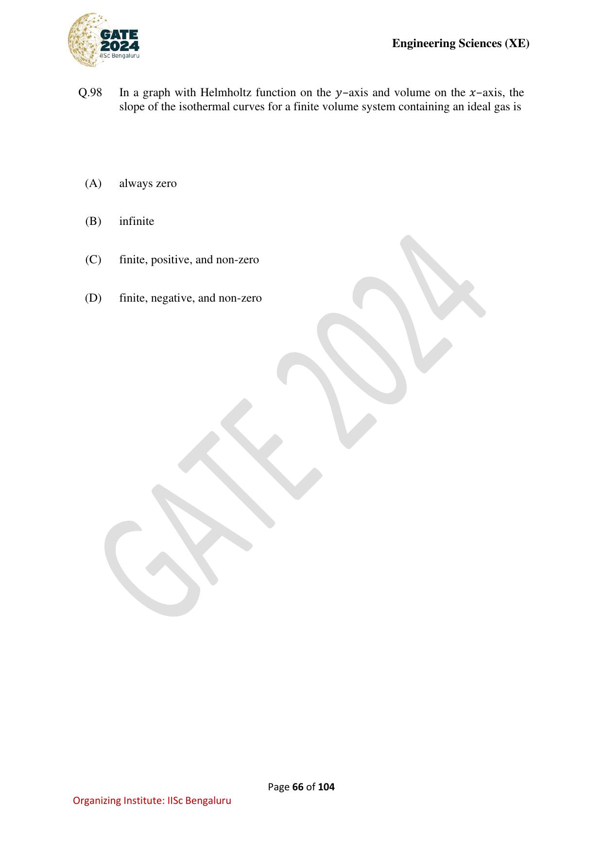 GATE 2024 Engineering Sciences (XE) Question Paper - Page 66
